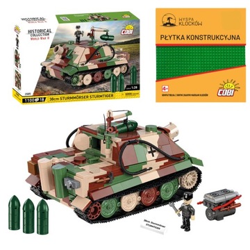 KLOCKI COBI 2585 czołg STURMMORSER TIGER STURMTIGER HC WW2 1100 El.+ PŁYTKA