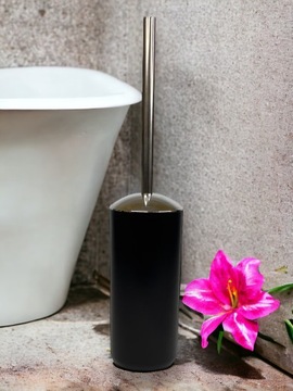 SZCZOTKA TOALETOWA ZAMKNIĘTA DO WC TOALETY CZARNA SREBRNA TWORZYWO 47,5cm