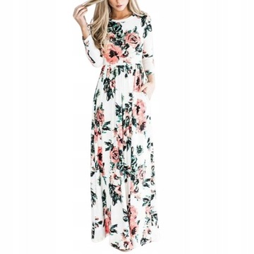 Sukienka w kwiaty maxi długa PLUS SIZE 46 3XL