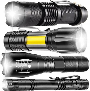 ZESTAW 4X LATARKA LED TAKTYCZNA WOJSKOWA WALIZKA