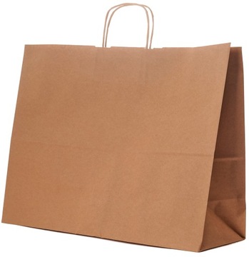 TORBA PAPIEROWA eko torebki a3 POJEMNE BRĄZ 50x18x39cm DUŻA pakiet 200sztuk