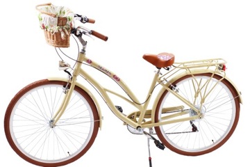PIĘKNY KREMOWY ALUMINIOWY ROWER DAMSKI BEACH CRUISER 28 miejski retro