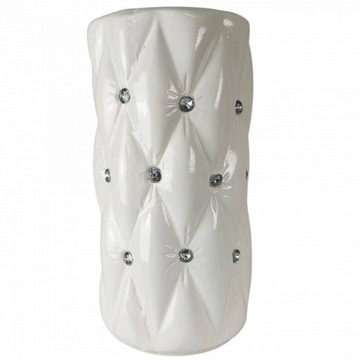 Biały wazon ceramiczny z kryształkami TG29000 glamour 24 cm