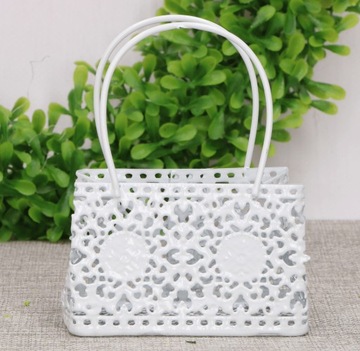 Мини-корзина декоративная металлическая, белая, 10 см.