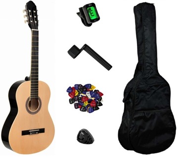 GITARA KLASYCZNA 3/4 +TUNER +POKROWIEC +AKCESORIA