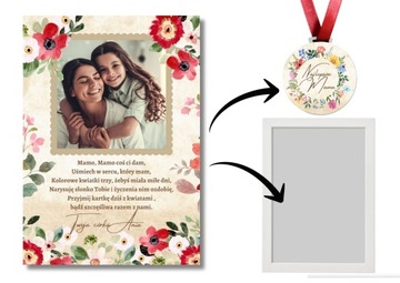 Plakat w Ramie + Medal Prezent Dla Mamy Dzień Matki A4 Twoje zdjęcie WZORY
