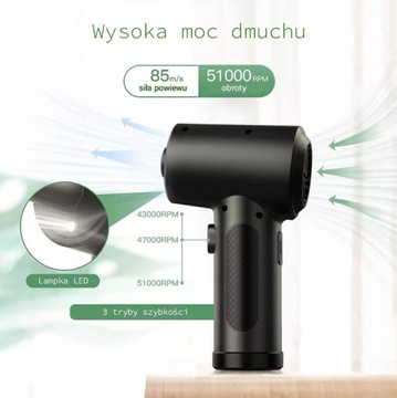 Odkurzacz Komputerowy Dmuchawa Air Duster TOPPC 51000RPM Do Kurzu Kompresor