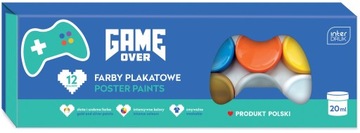 Farby plakatowe GAME Złote i srebrne ZMYWALNE INTENSYWNE Interdruk 12 szt.
