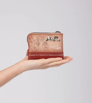 ANEKKE mały portfel damski z blokadą RFID portmonetka Peace & Love