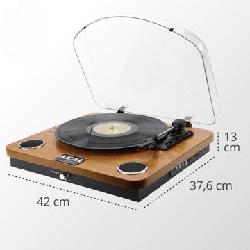 РЕТРО-ПЛЕЕР ДЛЯ ВИНИЛОВЫХ ПЛАСТИНОК 3-СКОРОСТНОЙ ДЕРЕВЯННЫЙ USB SD AKAI ATT-11BTN