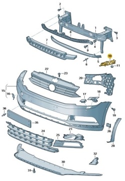 PROWADNICA PRZEDN. ZDERZAKA LEWA VW PASSAT B8 OE
