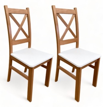 2x Krzesło drewniane Krzyżak Dąb Craft + Biały