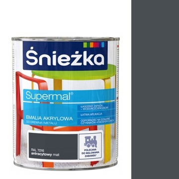 Emalia Akrylowa MATOWA 800ml ANTRACYT RAL 7016 Śnieżka