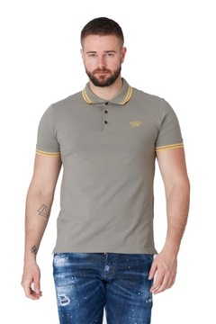 GUESS Khaki koszulka polo z wyszywanym logo S