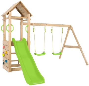 ИГРОВАЯ ПЛОЩАДКА ДЕРЕВЯННЫЙ ДОМ ГОРКА 2 КАЧЕЛИ Песочница БАШНЯ СТЕНА