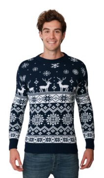 НОРВЕЖСКИЙ РОЖДЕСТВЕНСКИЙ СВИТЕР, ОЛЕНЬ, ТЕМНО-СИНИЙ XL