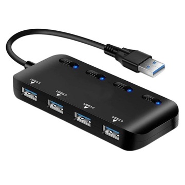 Powered 3.0 4-портовый порт данных 3.0 с отдельными переключателями включения