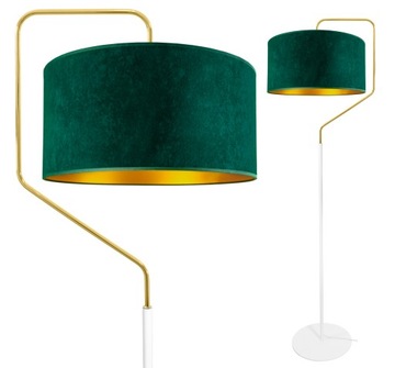 NOWOCZESNA LAMPA STOJĄCA PODŁOGOWA ZŁOTA ABAŻUR WELUR LOFT LED