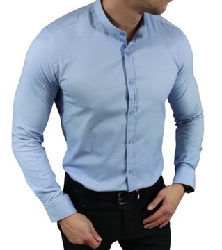 Koszula slim fit ze stójką błękitna EGO01 - L