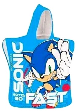 PONCZO SONIC RĘCZNIK KĄPIELOWY PLAŻOWY KAPTUR KOC DZIECIĘCY SONIK