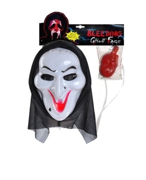 Maska halloween KRZYK OCIEKAJĄCA KRWIĄ Z KAPTUREM