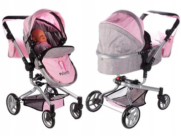 WÓZEK dla Lalek 2w1 Głęboki SPACERÓWKA GONDOLA Składany Princess + TORBA