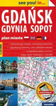 GDAŃSK GDYNIA SOPOT TRÓJMIASTO MAPA / PLAN MIASTA + ETUI 2023 EXPRESSMAP