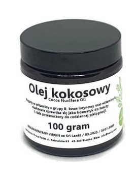 OLEJ KOKOSOWY KOSMETYCZNY NIERAFINOWANY 100 GRAM