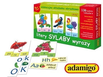 GRA ZESTAW EDUKACYJNY LITERY SYLABY WYRAZY ADAMIGO