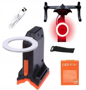 LAMPKA ROWEROWA TYLNA USB AKUMULATOR ŚWIATŁO LED OŚWIETLENIE ROWEROWE TYLNE