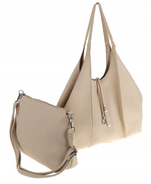 Maxfly Włoska Torebka Damska worek listonoszka MF1778 Beige