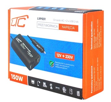 ПРЕОБРАЗОВАТЕЛЬ НАПРЯЖЕНИЯ LTC 12В/230В 150Вт 2xUSB