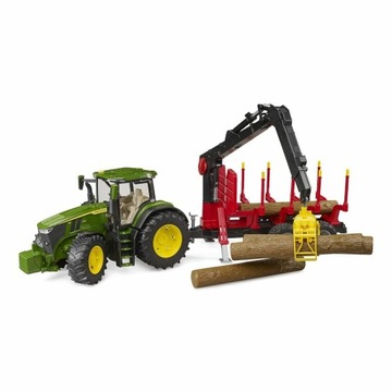 Traktor 7R 350 John Deere z przyczepą leśną