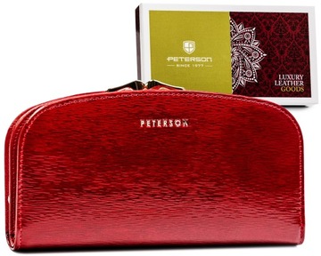 Peterson duży damski portfel lakierowany skórzany