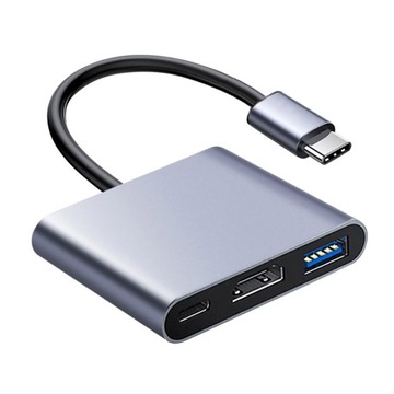 Przejściówka Adapter 3w1 HUB USB-C HDMI 4K