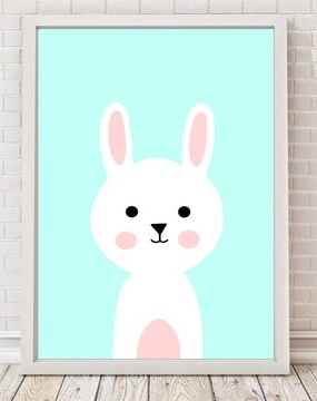 Plakat KRÓLIK zwierzaki obrazek A4 + RAMKA