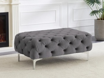 Puf Chesterfield z weluru antracytowy – EDWINA