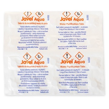 ТАБЛЕТКИ ДЛЯ ОЧИСТКИ ПИТЬЕВОЙ ВОДЫ JAVEL + WELLS