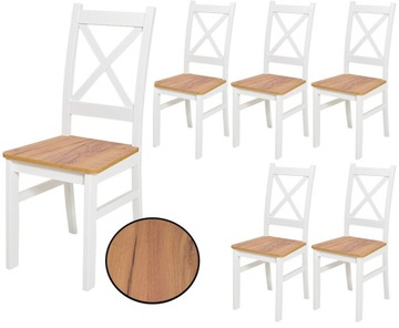 6 krzeseł drewnianych do jadalni BIAŁE + CRAFT