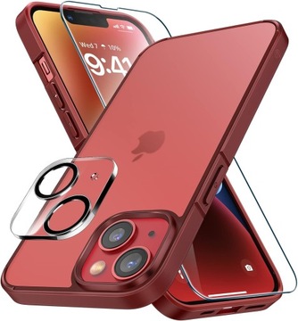 ETUI DO iPhone 14 PLUS MATTE RED CASE+SZKŁO