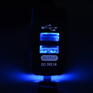 Монтажная розетка USB x2 3100 мА 12–24 В СИНЯЯ