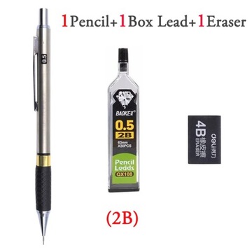 2H HB 2B Свинец 0,5 0,7 0,9 2,0 Механический автоматический карандаш из сплава с