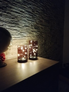 2 xTuby szklane z oświetleniem LED na baterie dekoracyjne kolor srebrny 197