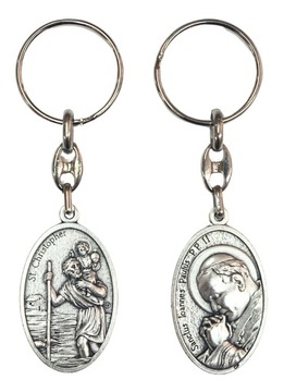 BRELOK ZE ŚWIĘTYM KRZYSZTOFEM I PAPIEŻEM JP2 PATRON KIEROWCÓW DO AUTA ITALY