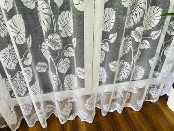 ФРАНЦУЗСКАЯ СТЕКЛЯННАЯ ВУАЛЬ МОНСТРА 250 СМ УЗОР ВЫШИВКИ БЕЛАЯ ДЛЯ ГОСТИНОЙ АКЦИЯ