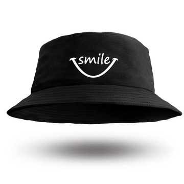 BUCKET HAT KAPELUSZ SMILE UŚMIECH POZYTYWNA CZAPKA