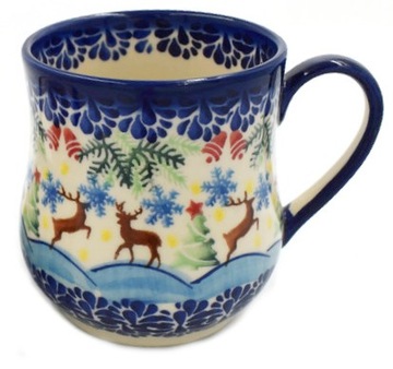 CERAMICZNY KUBEK 350ML CERAMIKA STYL BOLESŁAWIEC KUBEK DO KAWY DO HERBATY