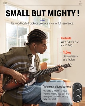 ПОРТАТИВНАЯ ЭЛЕКТРОГИТАРА DONNER HUSH-I БЕЗГОЛОВНАЯ ПРОФЕССИОНАЛЬНЫЙ НАБОР