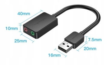 Внешняя звуковая карта 2 x USB 2.0 TRS Vention CDYB0 2-port 0.15m