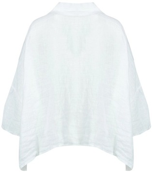 Oversizowa koszula lniana tapezowa luźna LAILA (Biały)